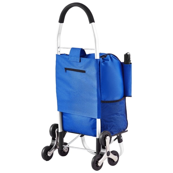 36L Folding Stair Climbing Cart with 6 Wheels Oxford Cloth Bag Grocery Laundry Shopping Trolley