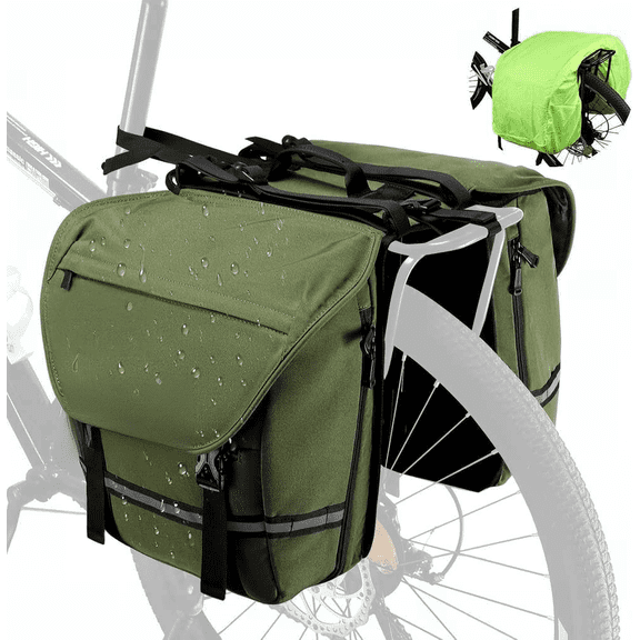 36L Waterproof Bike Pannier Bag for Rear Rack Green