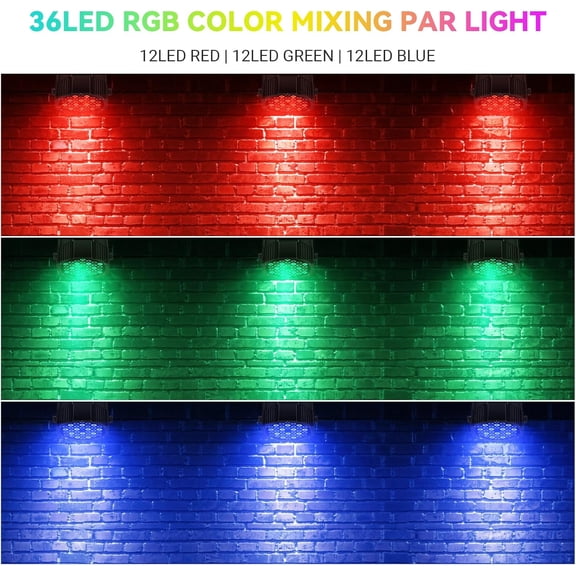 36LED Stage Par Lights 4-Pack with Remote & DMX