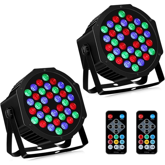 36LEDs RGB Stage Lights 2Pack: 36W LED Par - Sound Activated Remote & DMX Control - Corded Electric Uplights for Events Wedding Party Club Band Music Dance DJ Live Show Church Lighting