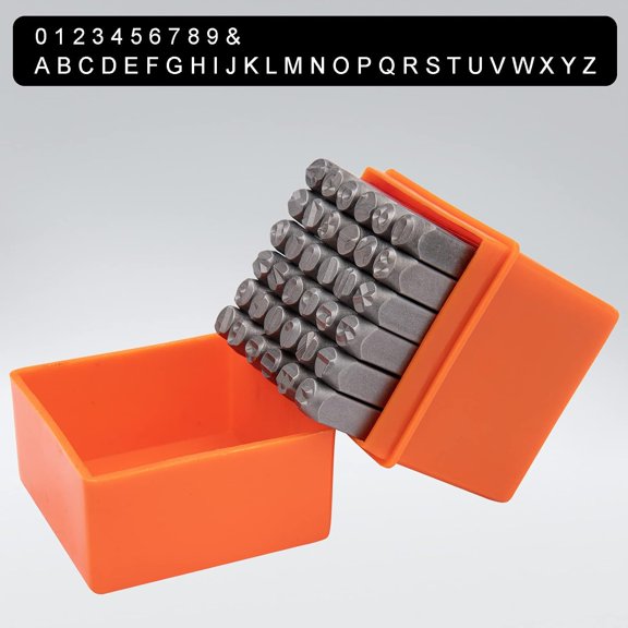 36PC Metal Letter and Number Punch Set, 1/4 Inch (6mm) Steel Stamping Tool Kit for Metal, Plastic, Wood and Leather