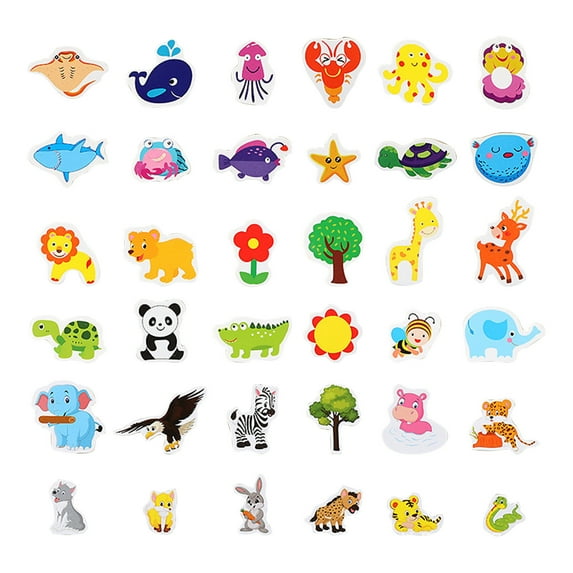 36PC Toddler Wooden Fridge Magnets Animal Fridge Magnets Full Back Magnets Cute Toys Baby Puzzle Gifts