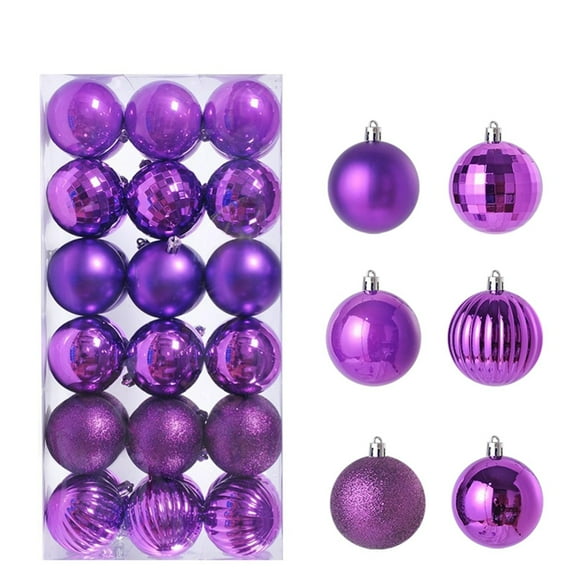 36PCS 1.18 Inch Christmas Ball Ornaments, Mini Christmas Tree Decorations with Hanging Loops, Small Xmas Balls for Tree Wreath Holiday Party Decor (Purple)
