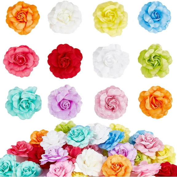 36PCS 12 Colors Flower Heads in Bulk Wholesale for Crafts DIY Artificial Silk Rose Peony Heads Decorative Stamen Assorted Colorful Wedding Home Birthday Decoration Vases Decor Supplies Colorful