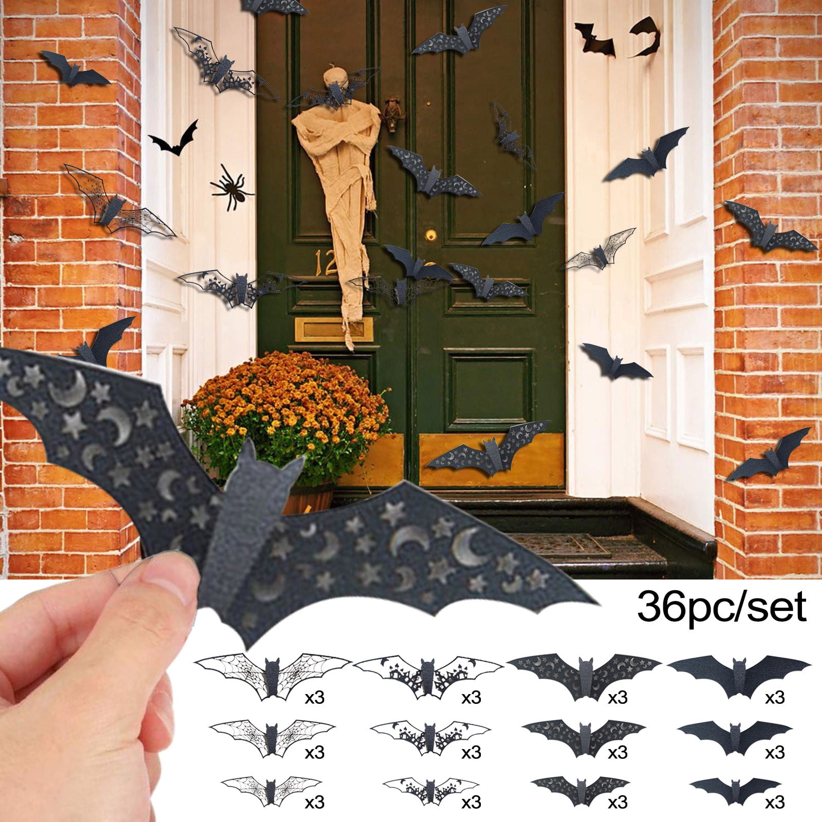 36PCS 3D Wall Stickers Living Room Bedroom Decoration Removable Wall