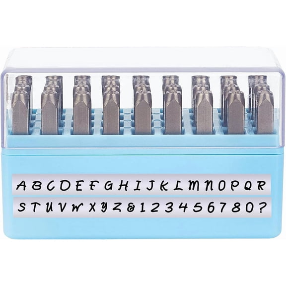 36PCS 3mm Letter and Number Metal Stamp Uppercase Punch Metal Stamp Set with Tool Case for Jewelry Leather Wood Stamping(Including A~Z 0-8) for DIY