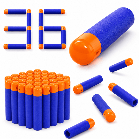 36PCS 9.5CM Hollow Warhead Soft Sponge Foam Filled Dart Bullet Compatible For Nerf Mega Series Blaster(Blue)