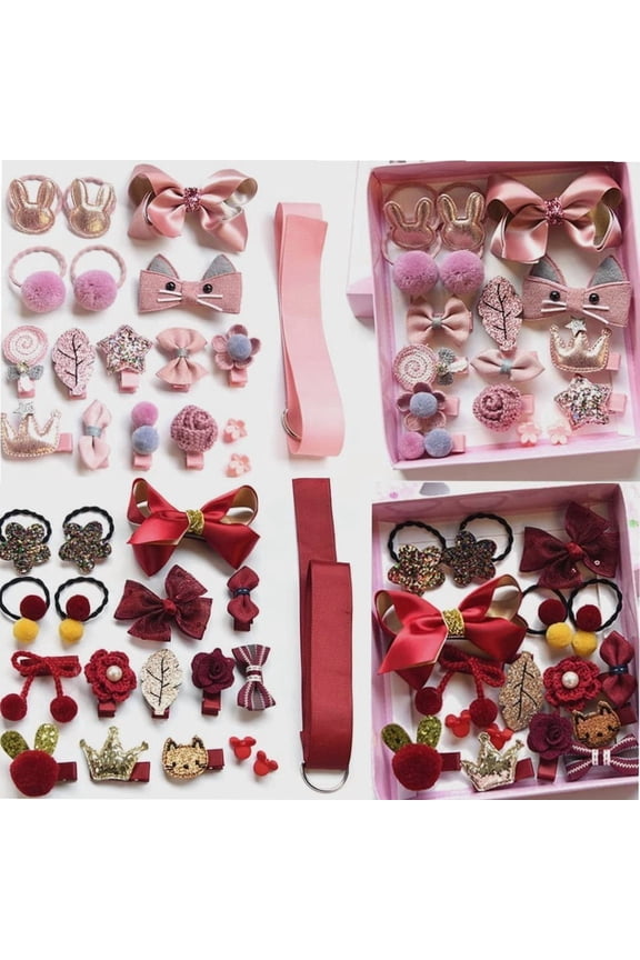 36PCS Baby Girl's Hair Accessories Clips Cute Hair Bows Baby Elastic Hair Ties Gift Box