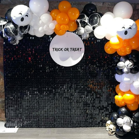 36PCS Black Shimmer Wall Backdrop, Square Sequin Shimmer Backdrop Panel, Photo Backdrops for Birthday, Anniversary, Wedding, Graduation & Bachelorette Party Decoration