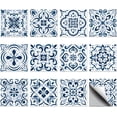 thumbnail image 1 of 36PCS Bohemian Peel and Stick Tile Stickers 4x4 inch Wall Stickers Waterproof Detachable PVC Wall Tile Stickers for Kitchen Washroom Bedroom Wall Table OfficeBlue and White, 1 of 7