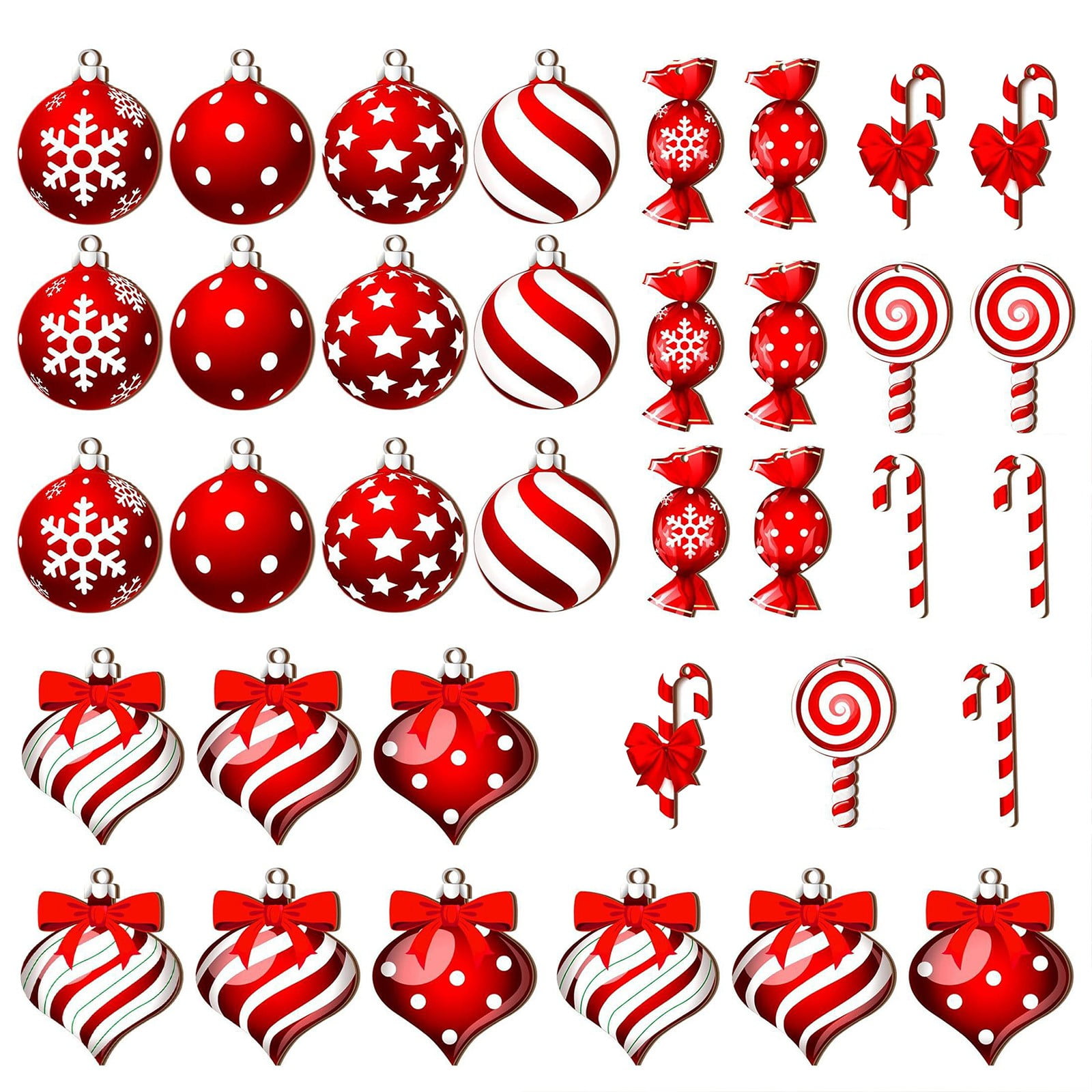 36PCS Christmas Candy Cane Hanging Ornaments Candy Lollipop Christmas