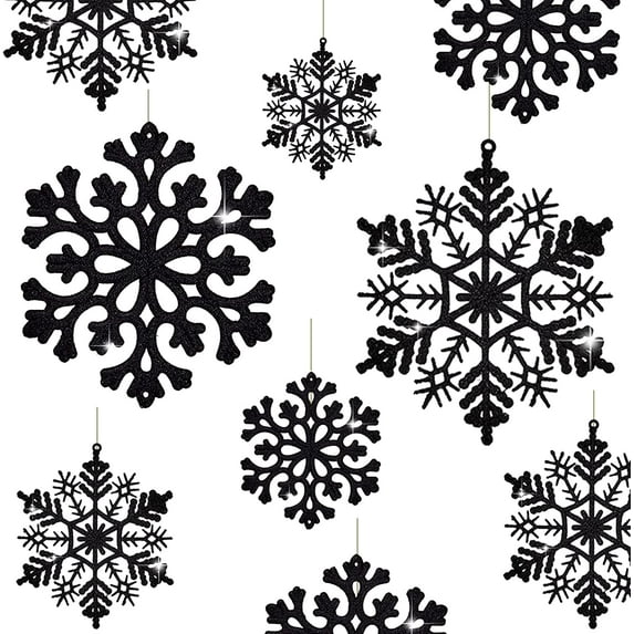 36PCS Christmas Glitter Snowflake Ornaments Plastic Snowflakes Ornaments-Xmas Tree Decorations,4.7-inch (Champagne Gold)