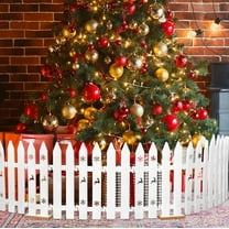 36PCS Christmas Tree Fence Decorations - Xmas Indoor Outdoor Gate for Pet Garden Plastic Picket Fences Party Decor (Assembly Needed)