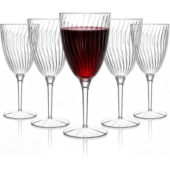 36PCS Clear Plastic Wine Glasses - 8 OZ Stemmed Clear Plastic Cups - Disposable Wine Glasses for Wedding/Birthday/Parties/Poolside/Outdoors/Toasts