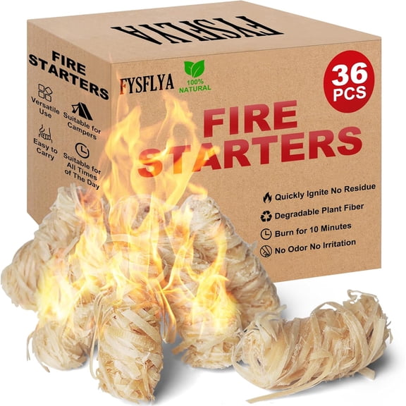 36PCS Fire Starter-Natural Fire Starters for Campfires, BBQ, Fireplaces, Barbecues, Chimneys, Fire Starters for Pizza Ovens, Fireplaces, Grills and Other Scenarios, Charcoal Starters