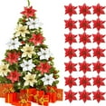 thumbnail image 1 of 36PCS Glitter Christmas Artificial Flowers Christmas Poinsettia Decor Christmas Tree Wreaths Ornaments for Christmas Home Wedding Party, 1 of 8