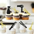 thumbnail image 1 of 36PCS Hairdresser Cupcake Toppers, Black & Golden Glitter Barbershop Cupcake Picks, Cake Decorations for Haircut Salon/Bridal Shower/Birthday/Retirement Party, Hairstylist Party Decorations, 1 of 5