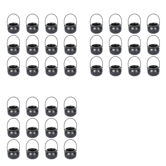 36PCS Halloween Witch Pot Plastic Mini Witch Cauldron Black Candy Holder Halloween Decoration Party Favor Decoration