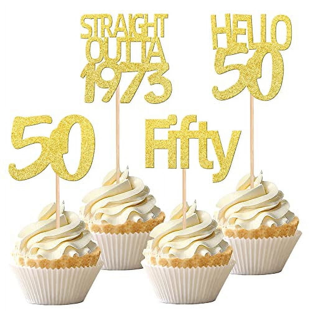 50th Birthday Decorations Cake Topper,50th Cake Toppers For Women Men 50th  Birthday Cake Decoration,Hello50 happy Birthday Topper Gold Cake
