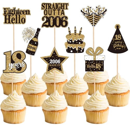 36PCS Happy 80th Birthday Cupcake Toppers Double Sided Black Gold Seventy Hello 70 Straight Outta 1953 Cupcake Picks 70 Fabulous Cheers to 70 Years Cake Decorations for 70th Birthday Party Supplies
