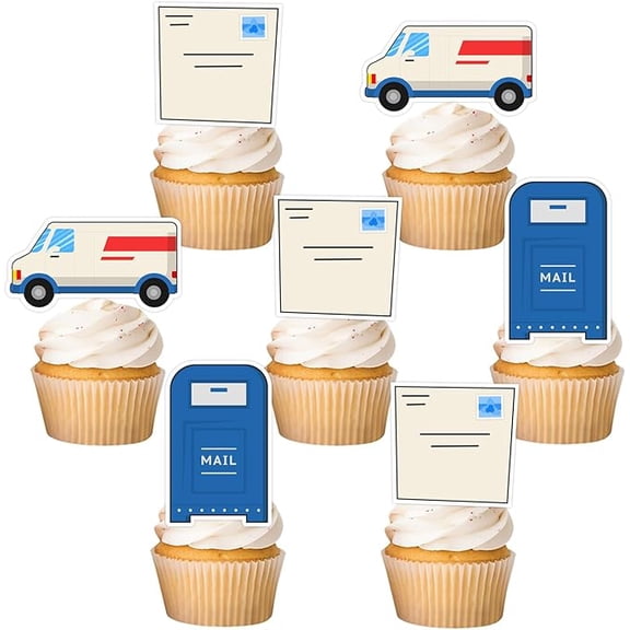 36PCS Mailman Party Decorations Mailman Retirement Cupcake Toppers Postal Worker Birthday Cupcake Pick Postal Worker Decorations Mail Truck Retire Birthday Party Supplies