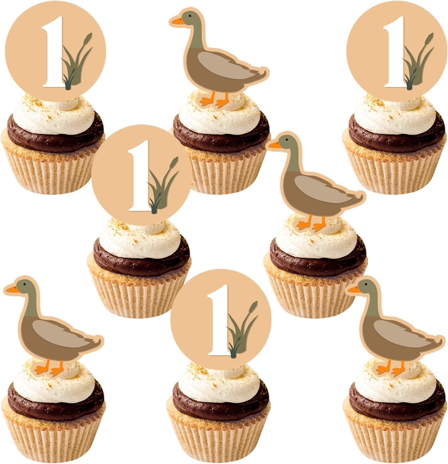 Cute Duck Cake Blue Round 1st Birthday Backdrop Kit
