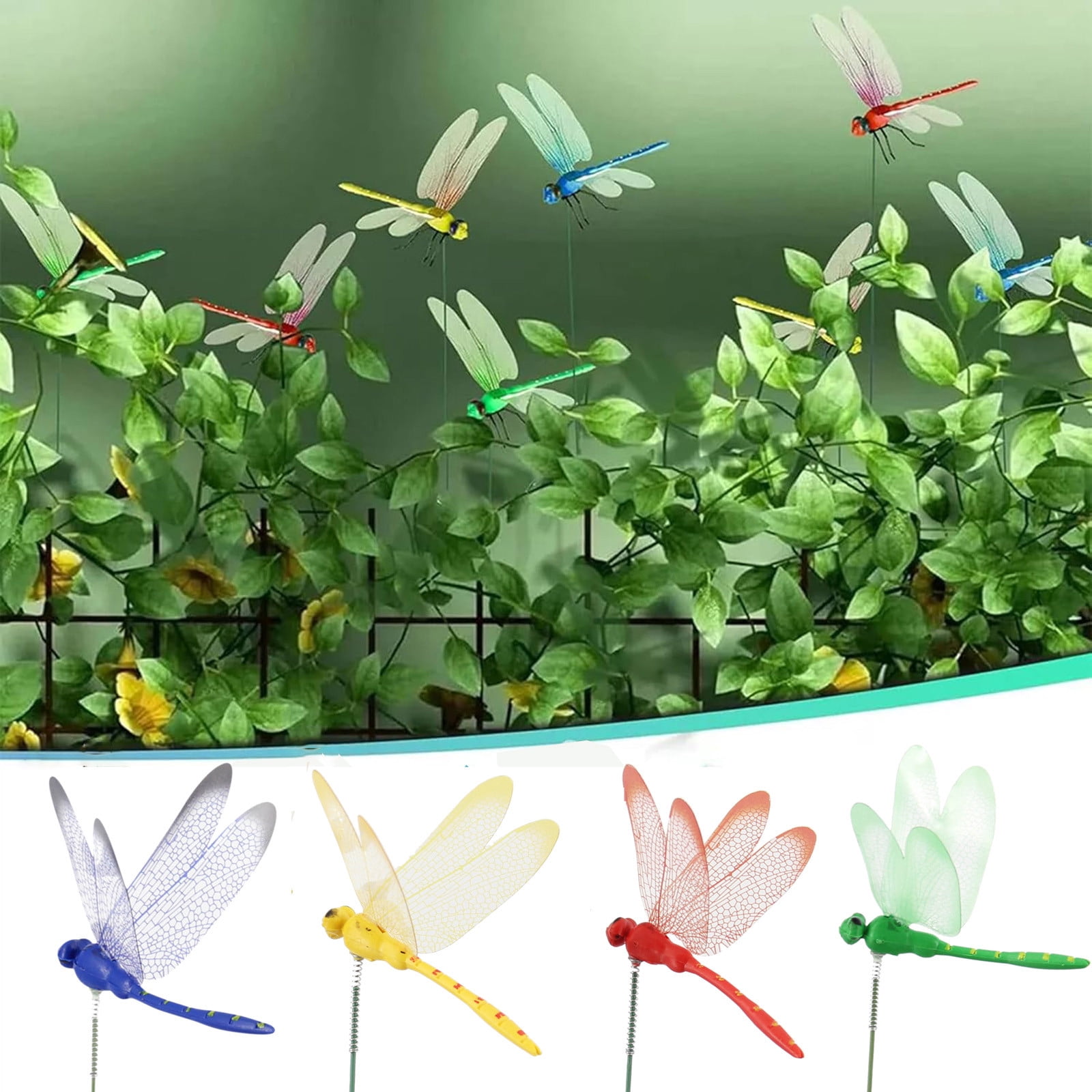 36PCS Multicolor Dragonfly Iron Garden Stakes, Yellow Blue Green Red ...