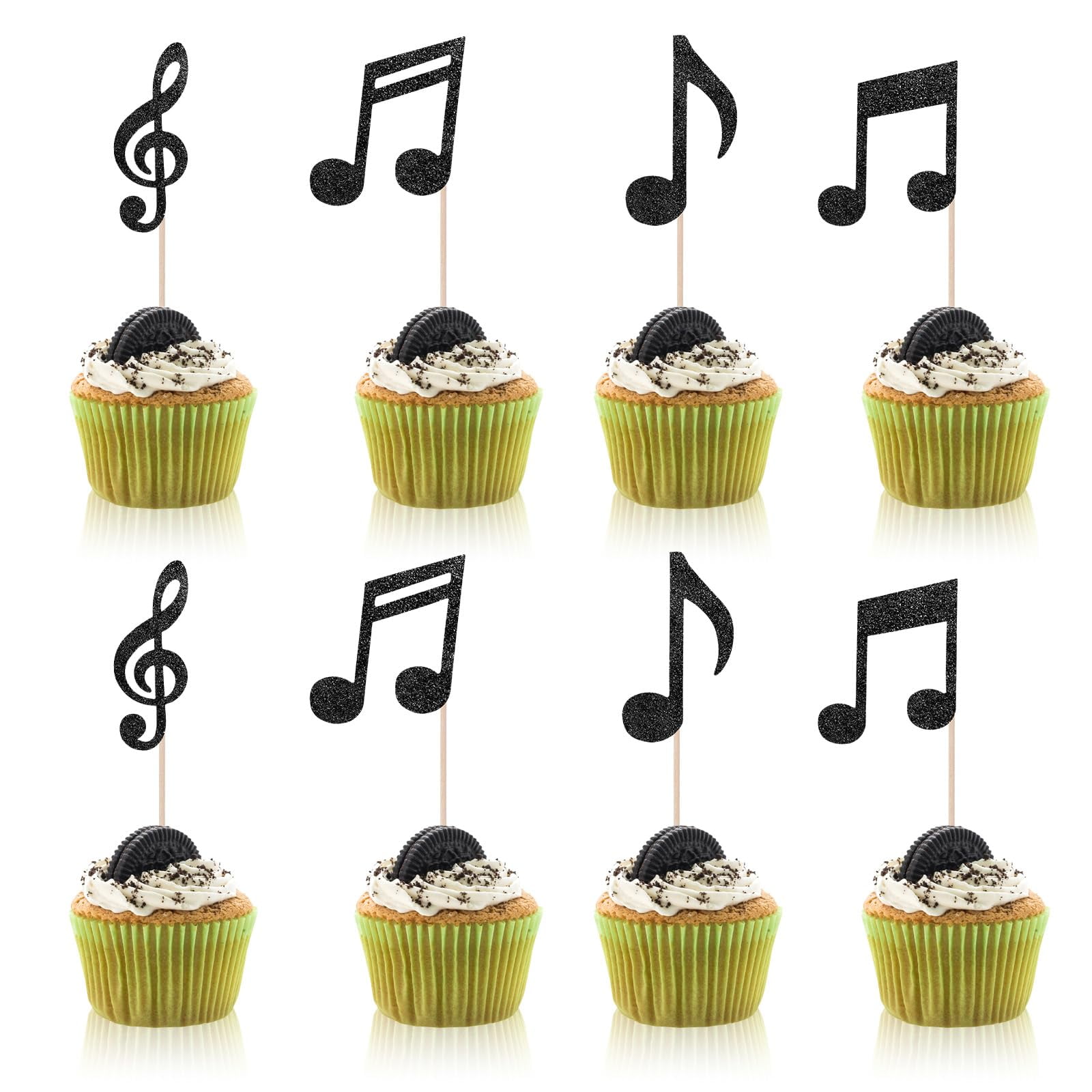 36PCS Music Notes Cupcake Toppers, Music ITL1 Note Decor for Cupcake ...