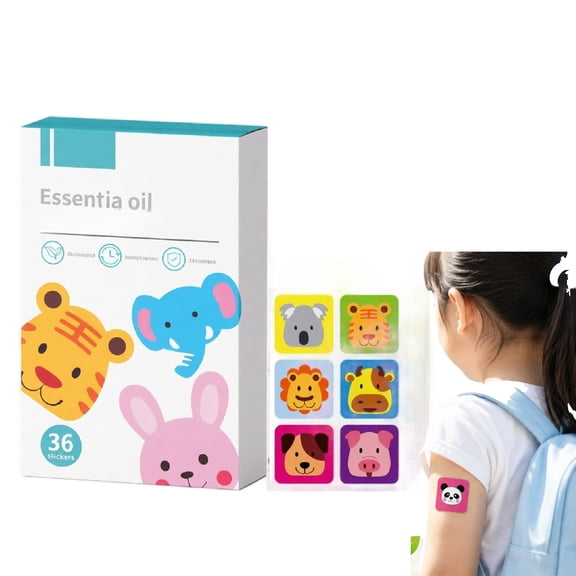 36PCS Natural Mosquito Repellent Patches, DEET-Free Citronella Essential Oil Bug Stickers for Kids & Adults, Stick on Garments Outdoor Insect Protection(B)