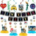 thumbnail image 1 of 36PCS New York City Party Decorations with 2PCS Pres-Strung American Nyc Banner 12PCS Cityscape Broadway Hanging Swirl Decorations 4PCS Honeycomb Centerpieces 24PCS New York Cupcake Toppers, 1 of 7