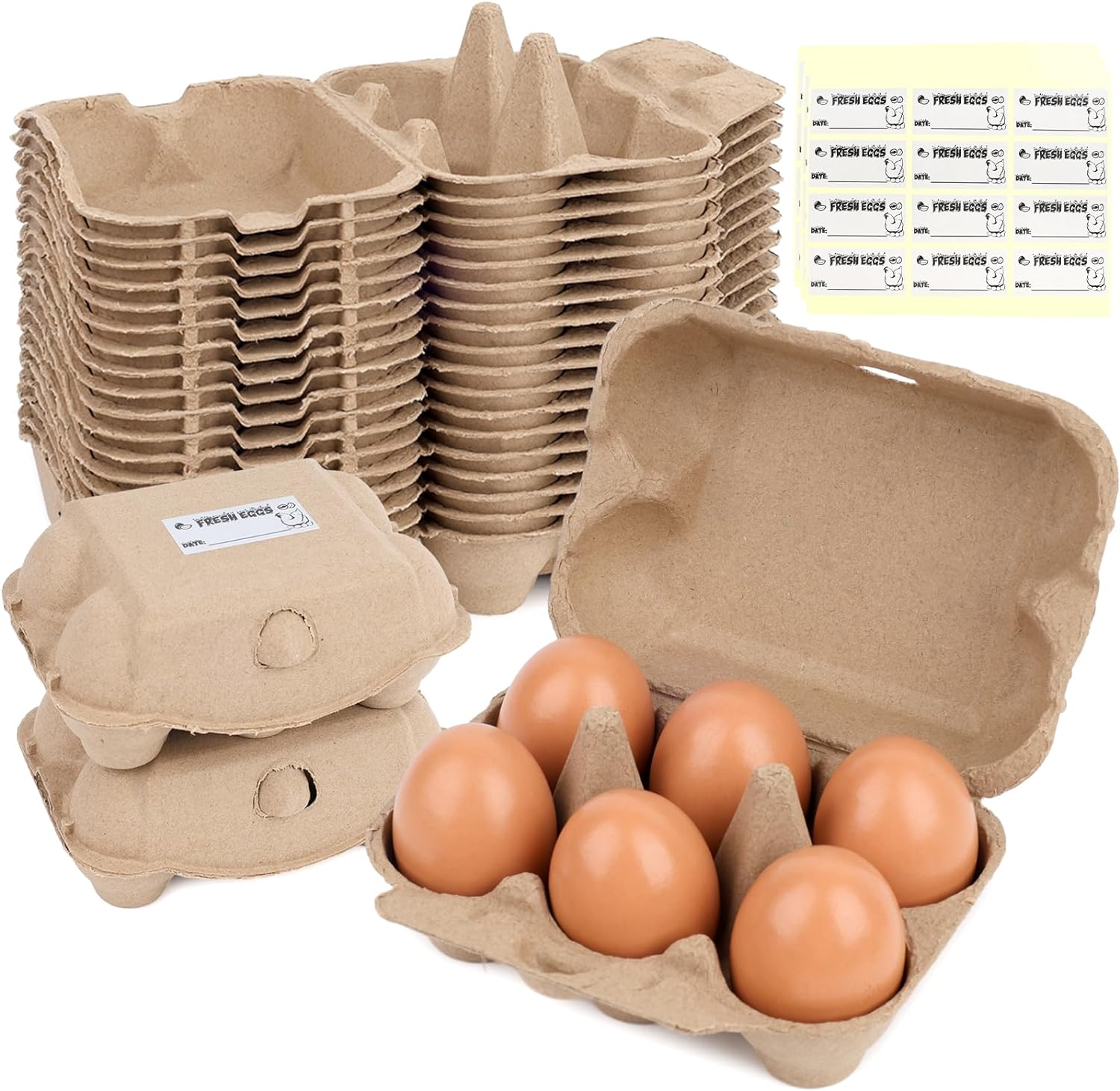 36PCS Paper Egg Cartons, Pulp Egg Holder Cardboard Half Dozen Egg