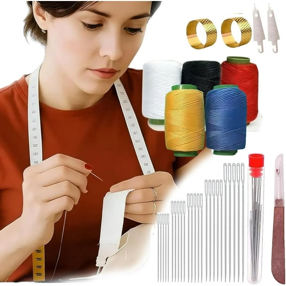 36PCS Peachloft Sewing Kit, Big Eye Steel Sewing Needles Kit, Portable DIY Hand Made Craft Set, Sewing Working Kit for Beginners, Professional DIY Lovers (1Set-36PCS)