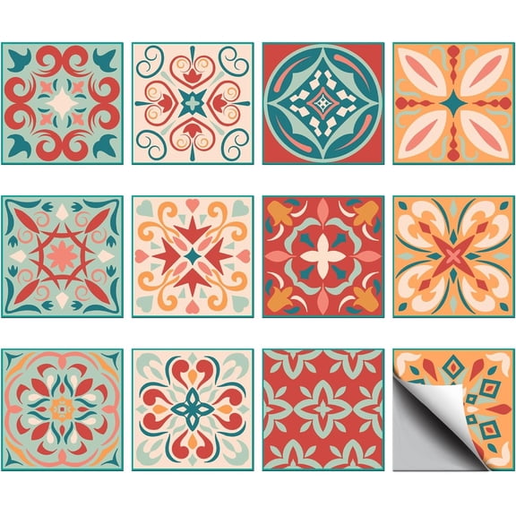 36PCS Peel and Stick Tile Stickers 4x4 inch Wall Stickers Waterproof Detachable PVC Wall Tile Stickers Art Decorative Stickers