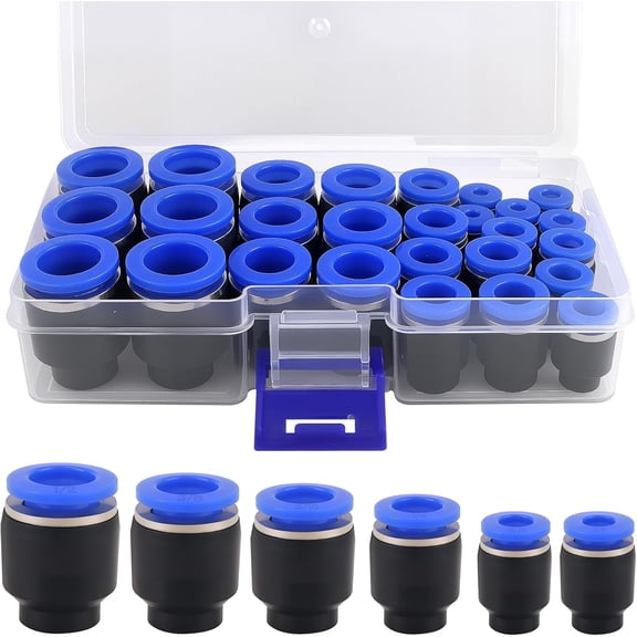 36PCS Push-to-Connect Air Line Fitting Plug, Quick Connect End Plugs Brake Line Plug Air Hose Fittings Quick Cap Plugs Fitting for 1/8" 5/32" 1/4" 5/16" 3/8" 1/2" OD Tube