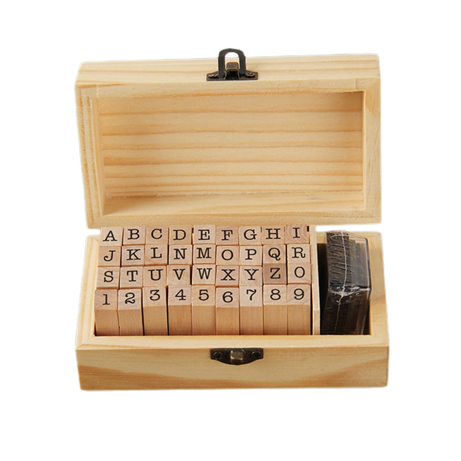 36PCS RUBBER LETTER STAMP ALPHABET WOODEN BOX SET Seal Body - Walmart.com