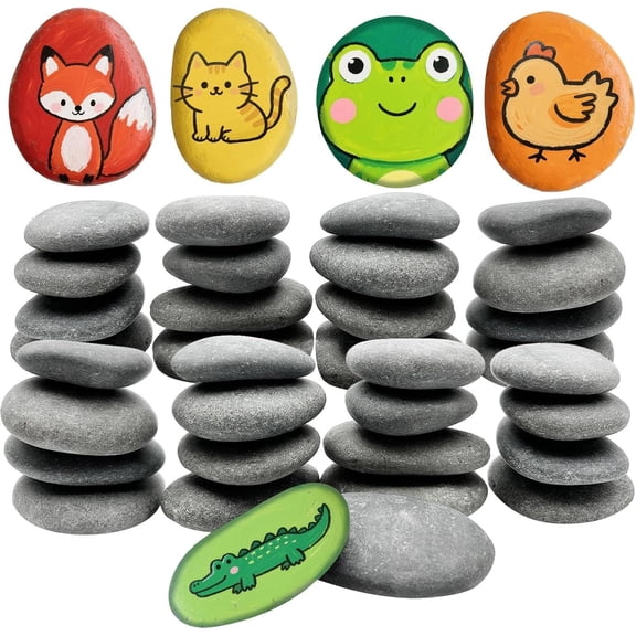 36PCS Rocks for Painting, 2-3 Inches Natural Smooth River Rocks for Painting, Flat Stones for Crafts and Decorations, Kindness Stones for DIY Arts(36)