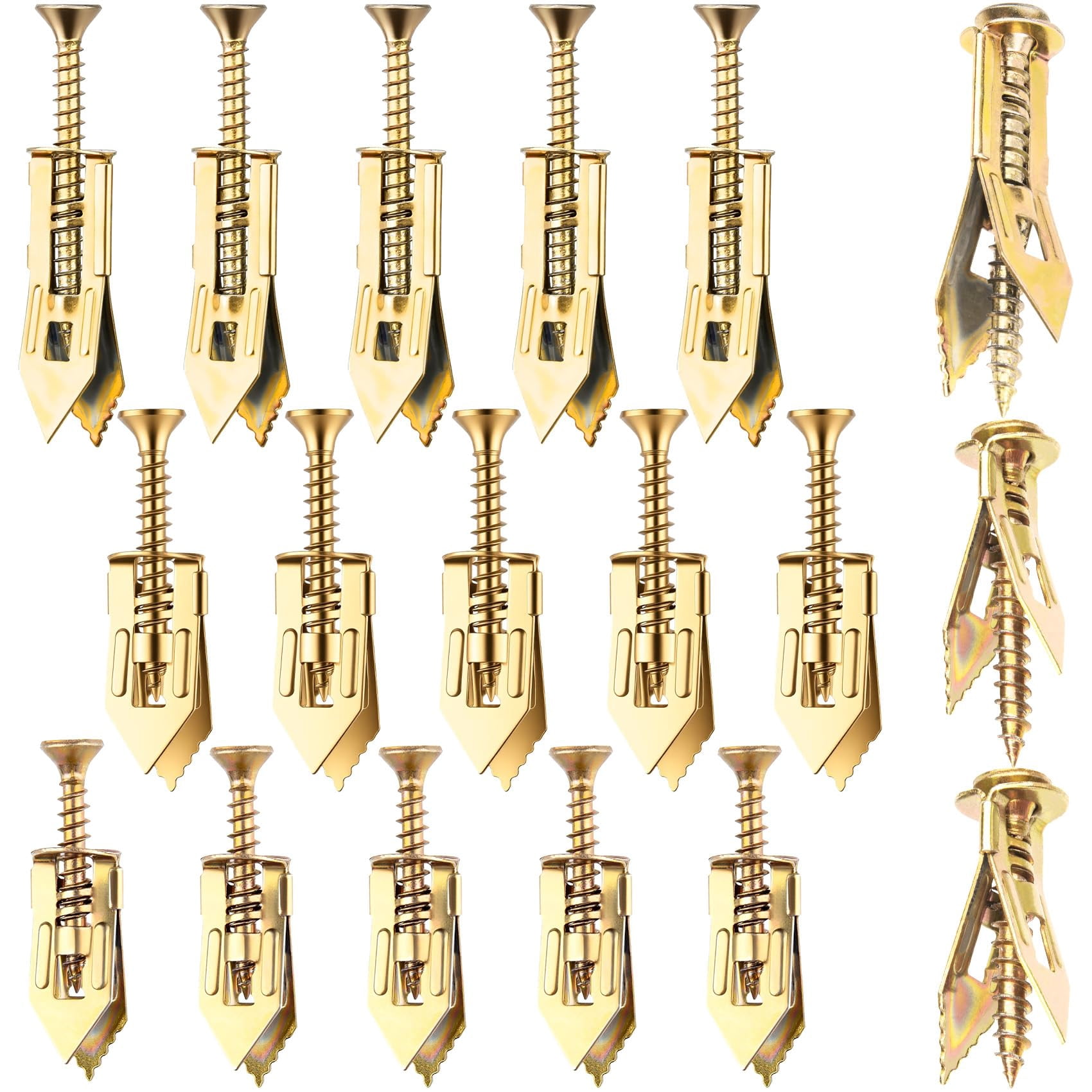 36PCS Self-Drilling Drywall Anchors, Zinc Plated Steel Screws and Anchors Kit Heavy Duty, No Drill or Holes in Wall, for Garden Statues, Patio Furniture, TV, Shelf Straps, Cabinets - 3 Sizes