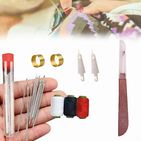 36PCS Sewing Tool Set, Needles Thread Hand Repair Tools, Portable DIY Hand Made Craft Set, Sewing Working Kit for Beginners, Professional DIY Lovers, Contains Thread, Needles (1Set)