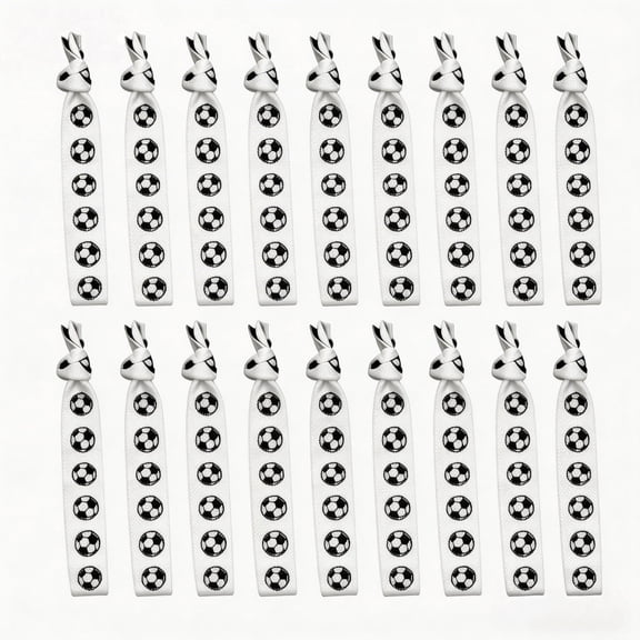 36PCS Soccer Pattern Elastic Hair Ties & Wristbands - 0.6" Wide No-Crease Stretchy Ribbon Ties for Athletes, Cheerleaders & Sports Fans - Gameday Team Spirit Accessories