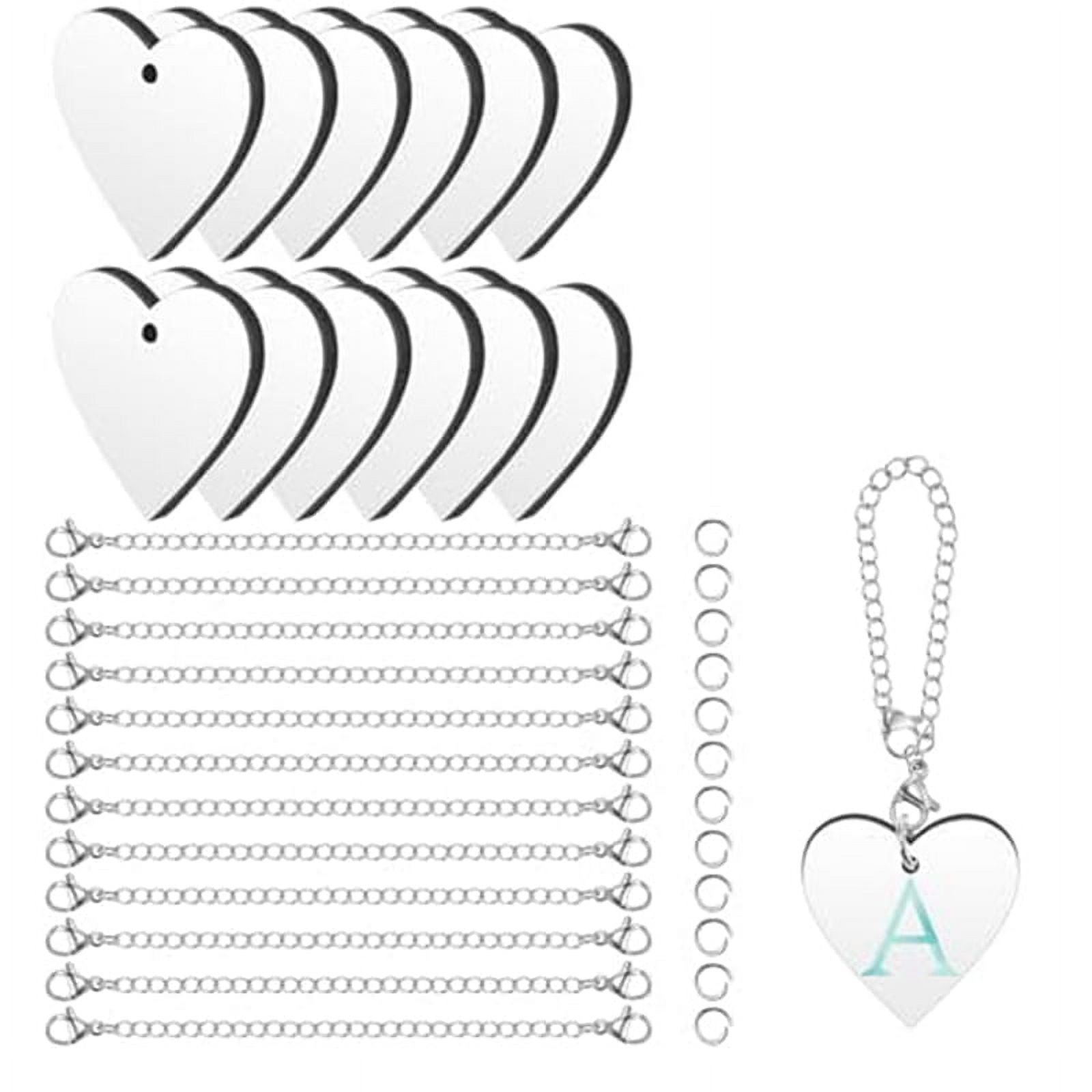 36PCS Sublimation Charm Accessories for Cup Name ID Charm for Tumbler Cup MDF Single Side Sublimation Blanks Bulk,Heart