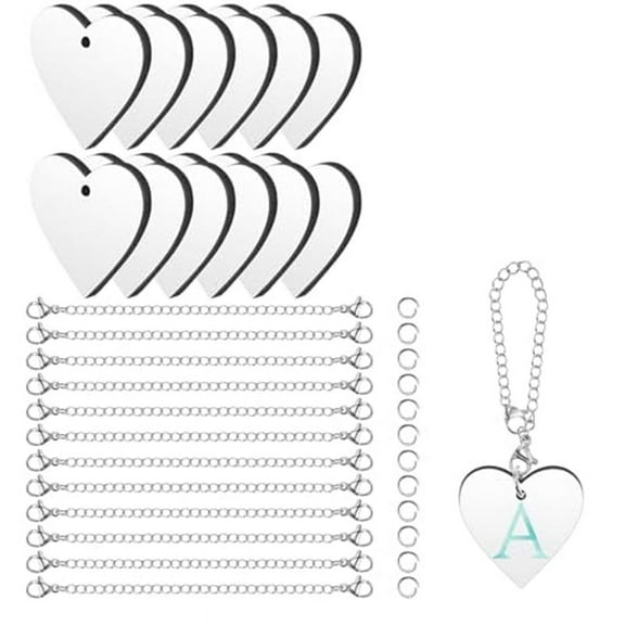 36PCS Sublimation Charm Accessories for Cup Name ID Charm for Tumbler Cup MDF Single Side Sublimation Blanks Bulk,Heart