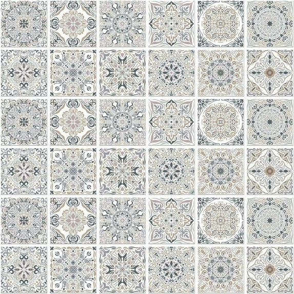 36PCS Vintage Gray Peel and Stick Tile Stickers 4x4 inch Wall Stickers Waterproof Detachable PVC Wall Tile Stickers