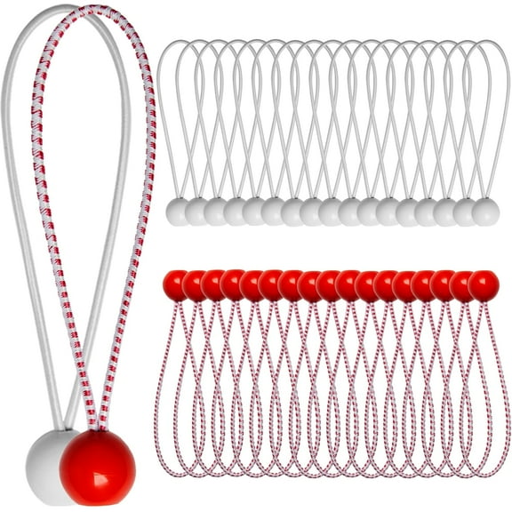 36PCS White Bungee Cords, 6 Inch Heavy Duty Outdoor Bungee Cord with Balls, Tarp Tie Down Bungee Balls for Shelter, Camping, Cargo, Tent Poles UV Resistant