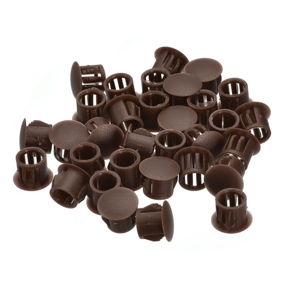 36Pack 10mm(25/64") Plastic Hole Plugs Panel Flush Type Knockout Locking Plugs, Brown
