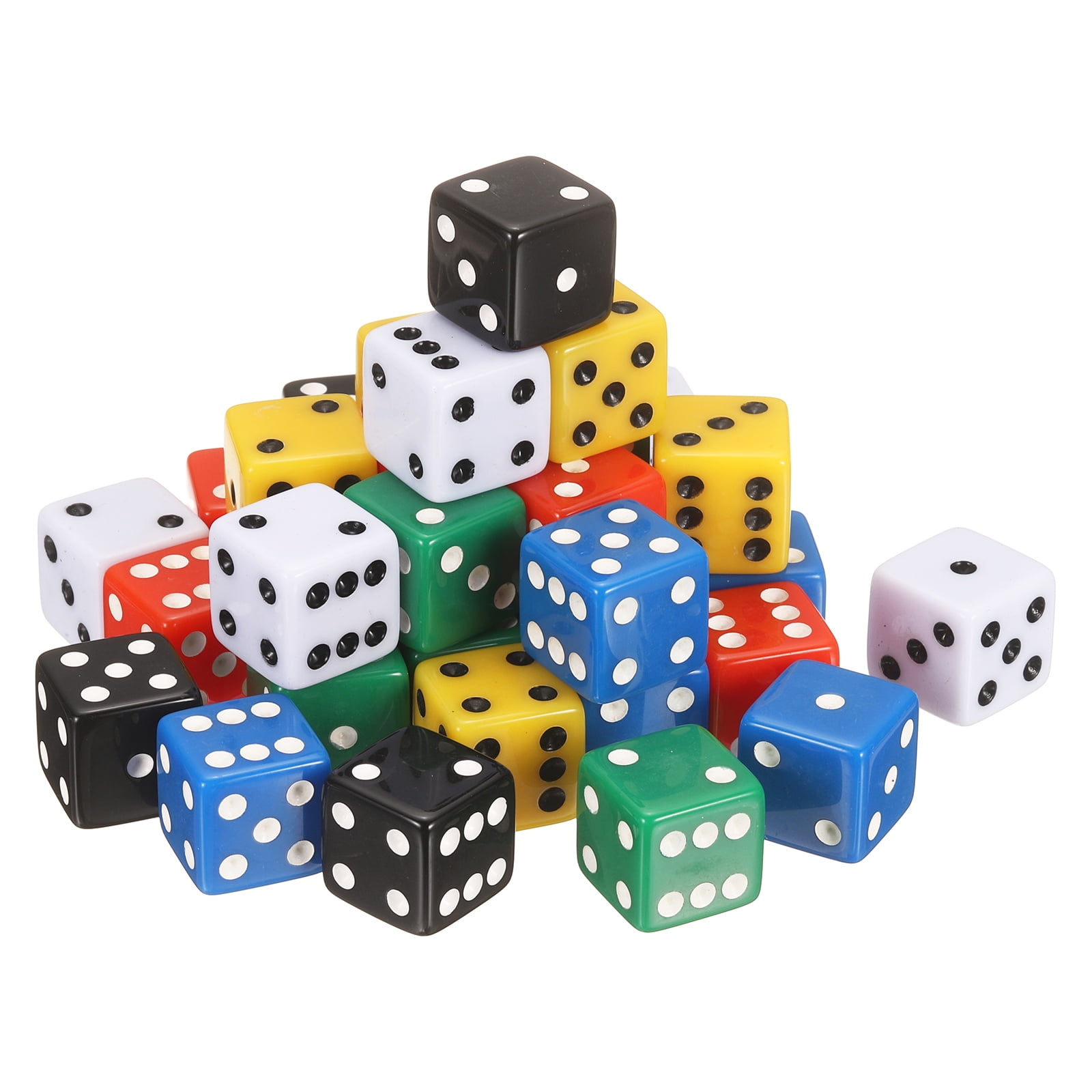36Pack 6 Sided Acrylic Dice, 19mm/0.75" Large D6 Opaque Game Dice Bulk for Table Board Games Birthday Theme Party Fun Supply, Red/White/Black/Blue/Green/Yellow