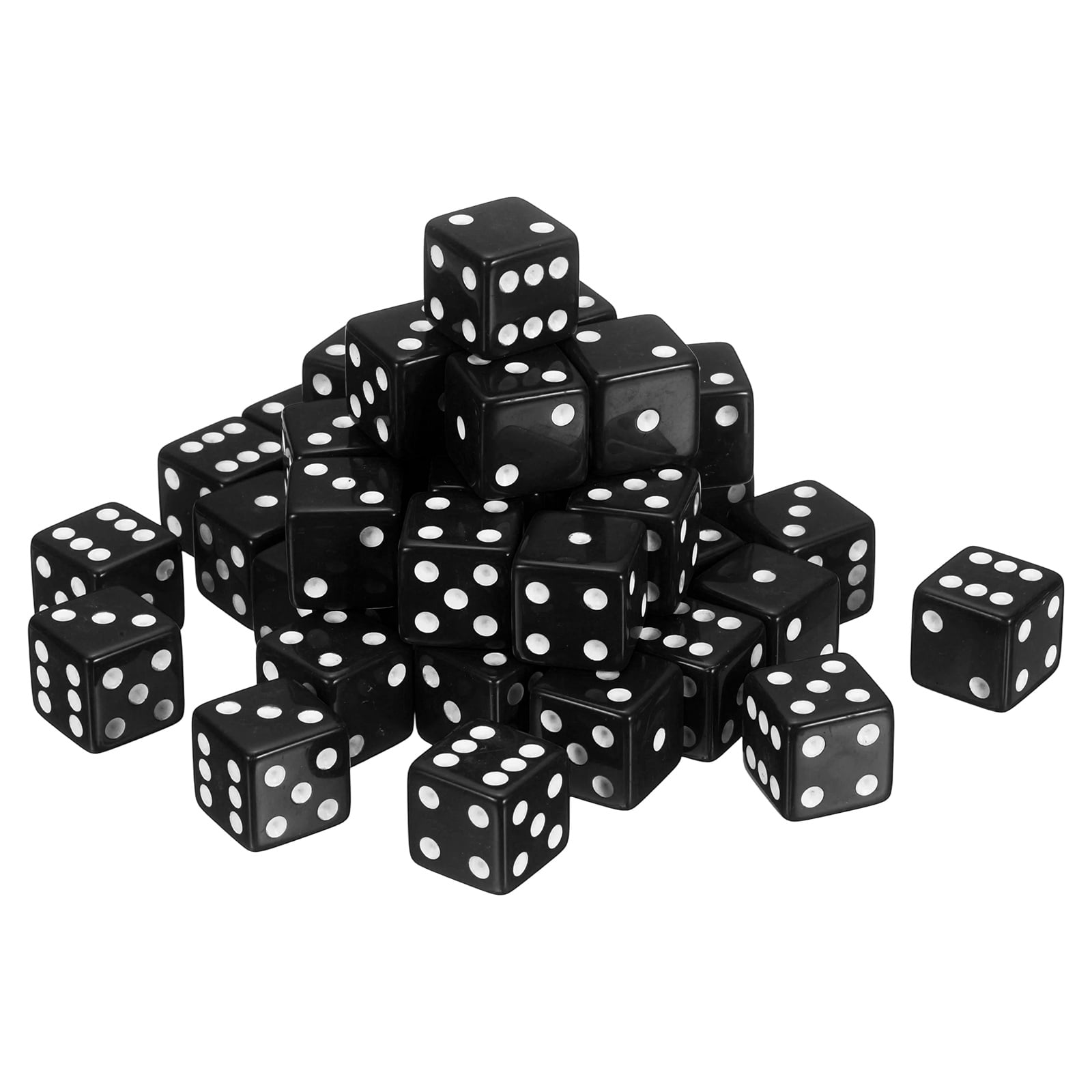 36Pack 6 Sided Acrylic Dice, 19mm/0.75" Large D6 Opaque Game Dice Bulk for Table Board Games Birthday Theme Party Fun Supply, Black