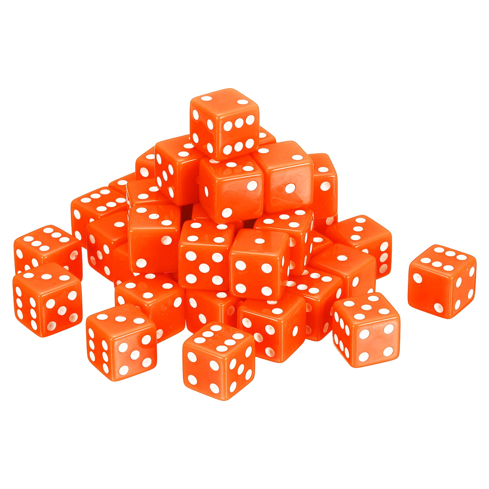 36Pack 6 Sided Acrylic Dice, 19mm/0.75" Large D6 Opaque Game Dice Bulk for Table Board Games Birthday Theme Party Fun Supply, Orange