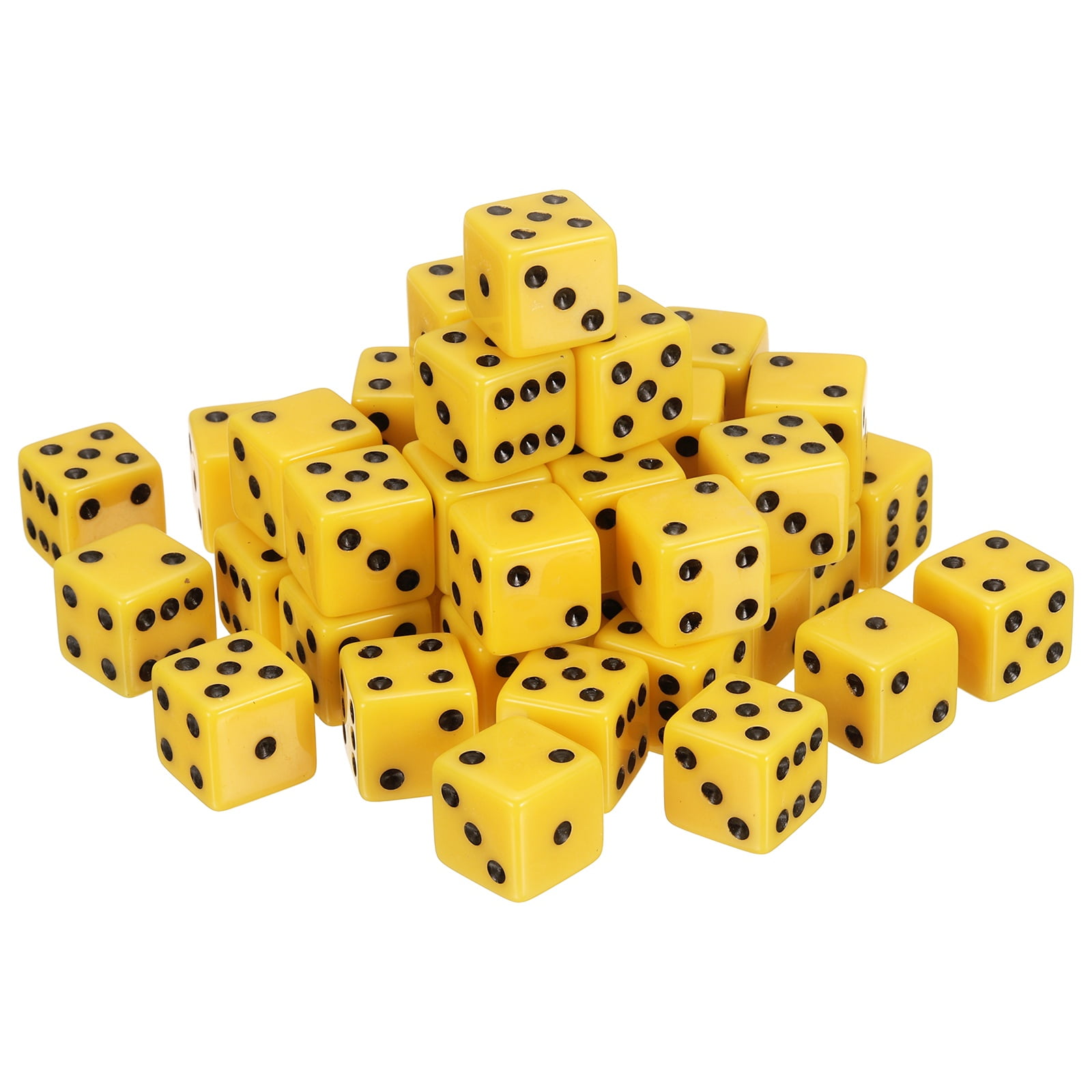 36Pack 6 Sided Acrylic Dice, 19mm/0.75" Large D6 Opaque Game Dice Bulk for Table Board Games Birthday Theme Party Fun Supply, Yellow