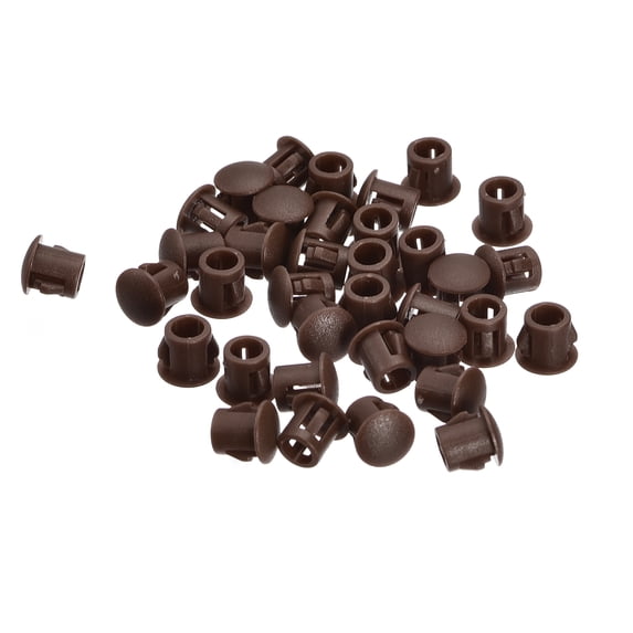 36Pack 6mm(15/64") Plastic Hole Plugs Panel Flush Type Knockout Locking Plugs, Brown