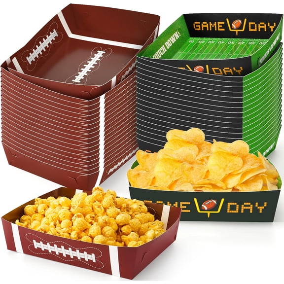36Pack Football Party Decorations Lar Football Food Plates Football Paper Snack Tray Disposable Bowls Football Theme Party Favors for Gameday Carnivals Sport Game Events Birthday Party Supplies